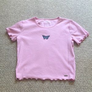 Hollister pink with a butterfly tee shirt